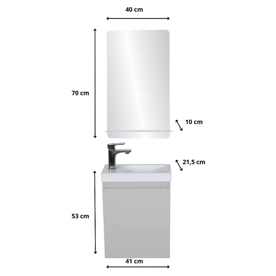 Mob-In Meuble lave-mains LISA + miroir tablette* Lave-Mains