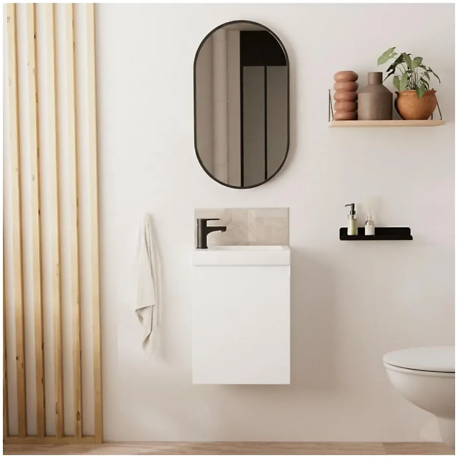Mob-In Meuble lave-mains LISA + miroir ovale* Lave-Mains