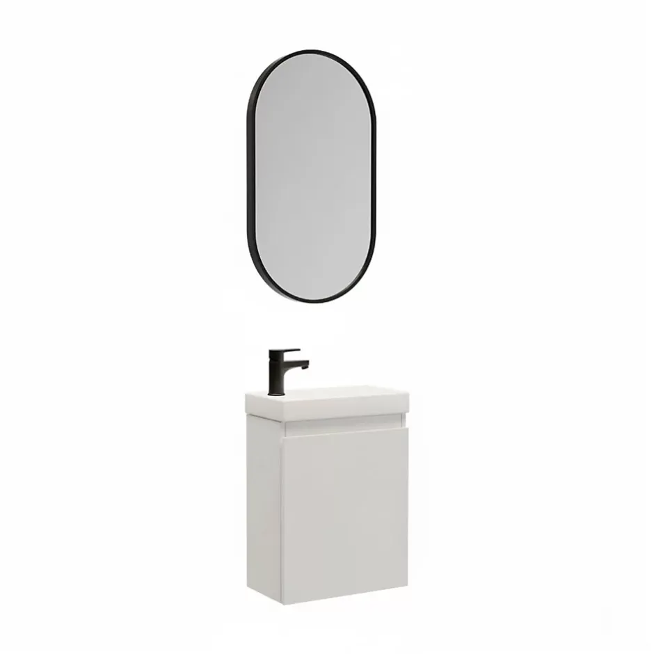 Mob-In Meuble lave-mains LISA + miroir ovale* Lave-Mains