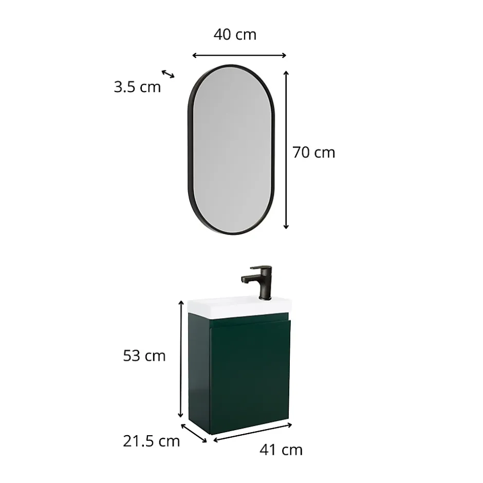 Mob-In Meuble lave-mains LISA + miroir ovale