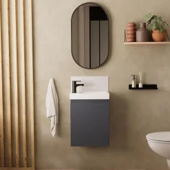 Mob-In Meuble lave-mains LISA + miroir ovale* Lave-Mains