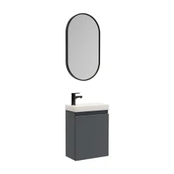 Mob-In Meuble lave-mains LISA + miroir ovale* Lave-Mains