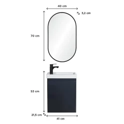 Mob-In Meuble lave-mains LISA + miroir ovale* Lave-Mains