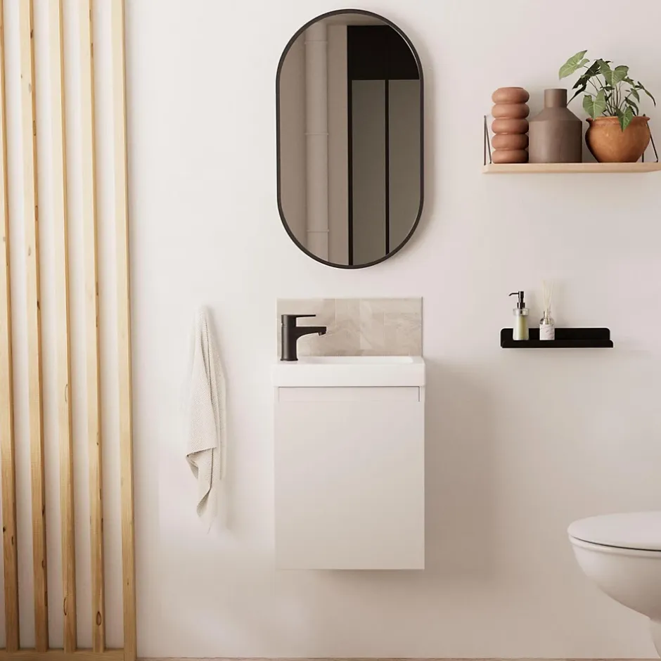 Mob-In Meuble lave-mains LISA + miroir ovale* Lave-Mains