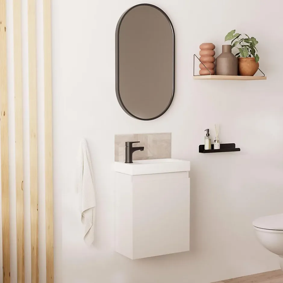 Mob-In Meuble lave-mains LISA + miroir ovale* Lave-Mains