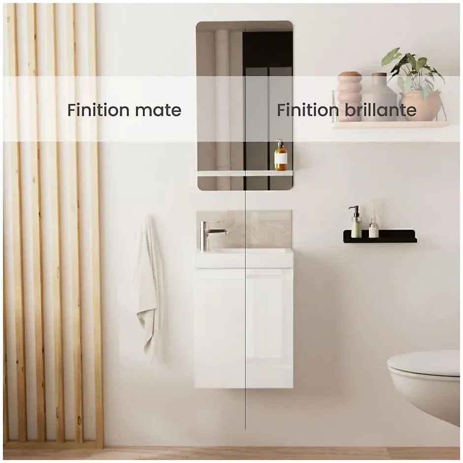 Mob-In Meuble lave-mains LISA + miroir ovale* Lave-Mains