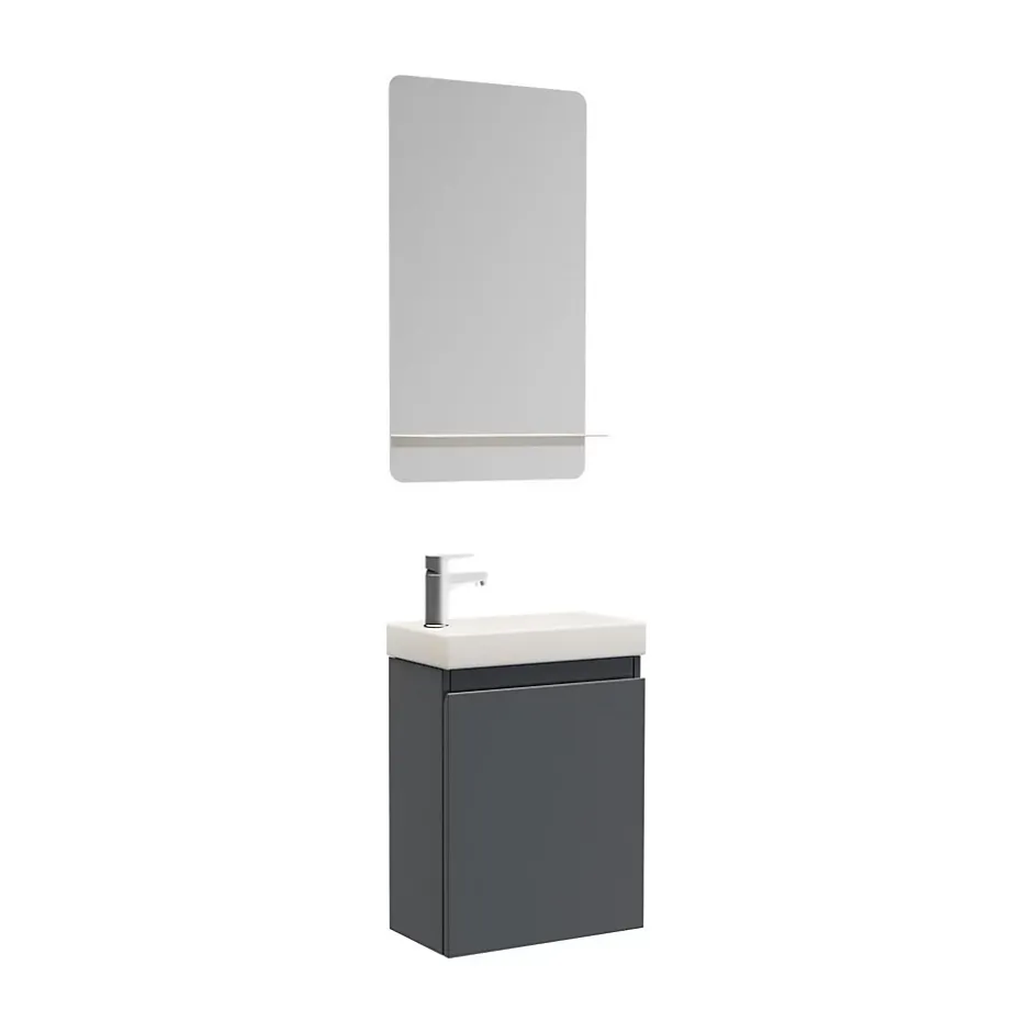 Mob-In Meuble lave-mains LISA + miroir tablette* Meuble De Salle De Bains Faible Profondeur|Lave-Mains