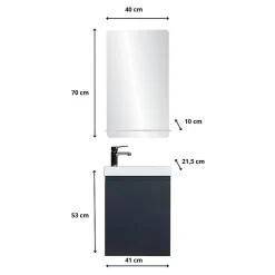 Mob-In Meuble lave-mains LISA + miroir tablette* Meuble De Salle De Bains Faible Profondeur|Lave-Mains