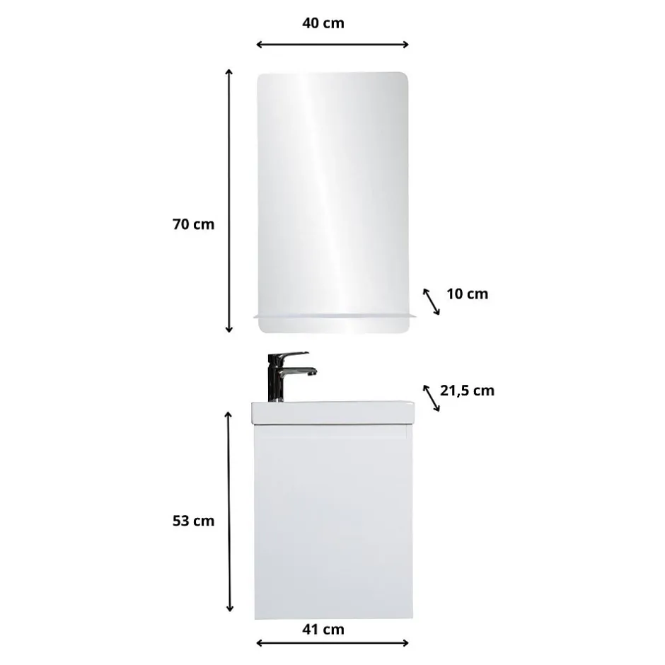 Mob-In Meuble lave-mains LISA + miroir tablette* Lave-Mains