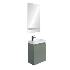 Mob-In Meuble lave-mains LISA + robinet chromé + miroir rectangulaire