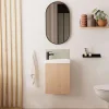 Mob-In Meuble lave-mains LISA + robinet noir + miroir ovale