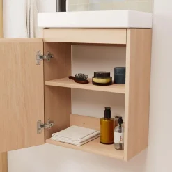 Mob-In Meuble lave-mains LISA + robinet noir + miroir ovale