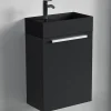 Lomazoo Meuble lave-mains noir mat - lavabo noir Bombay - 40cm
