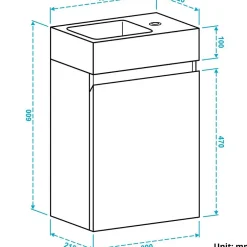 Lomazoo Meuble lave-mains noir mat - lavabo noir Bombay - 40cm