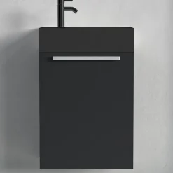 Lomazoo Meuble lave-mains noir mat - lavabo noir Bombay - 40cm