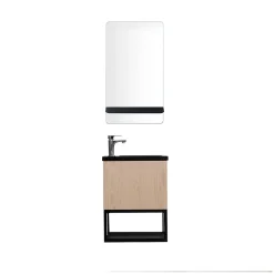 Mob-In Meuble lave-mains NOVA décor chêne suspendu + miroir rectangulaire* Meuble Wc