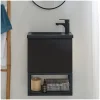 Mob-In Meuble lave-mains NOVA suspendu métal et bois avec vasque en résine 40x50cm* Lave-Mains