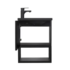 Mob-In Meuble lave-mains NOVA suspendu métal et bois avec vasque en résine 40x50cm* Lave-Mains