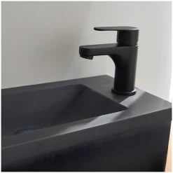 Mob-In Meuble lave-mains NOVA suspendu métal et bois avec vasque en résine 40x50cm* Lave-Mains