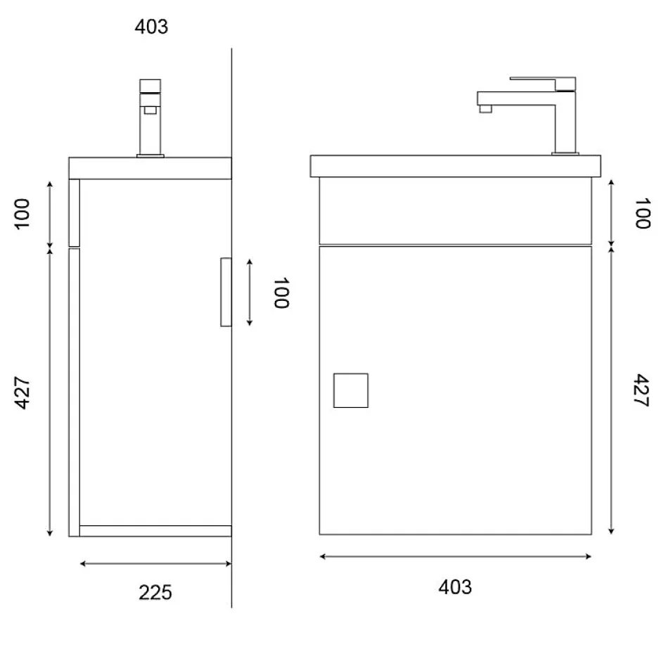 Cuisibane Meuble lave-mains SAFIA avec vasque et miroir - Gris* Lave-Mains