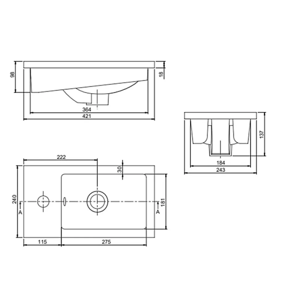 Cuisibane Meuble lave-mains SAFIA avec vasque et miroir - Gris* Lave-Mains