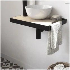 Mob-In Meuble lave-mains SOHO avec porte serviette, vasque blanche et robinet