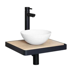 Mob-In Meuble lave-mains SOHO plan fin et porte serviette face vasque blanche* Lave-Mains