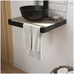 Mob-In Meuble lave-mains SOHO plan fin p-serviette face vasque noire + robinet* Lave-Mains