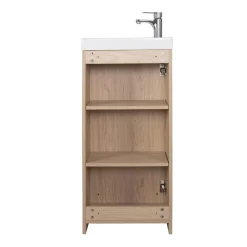 Mob-In Meuble lave-mains sur pieds JOHANN décor chêne + vasque + miroir* Meuble De Salle De Bains Faible Profondeur|Meuble Wc