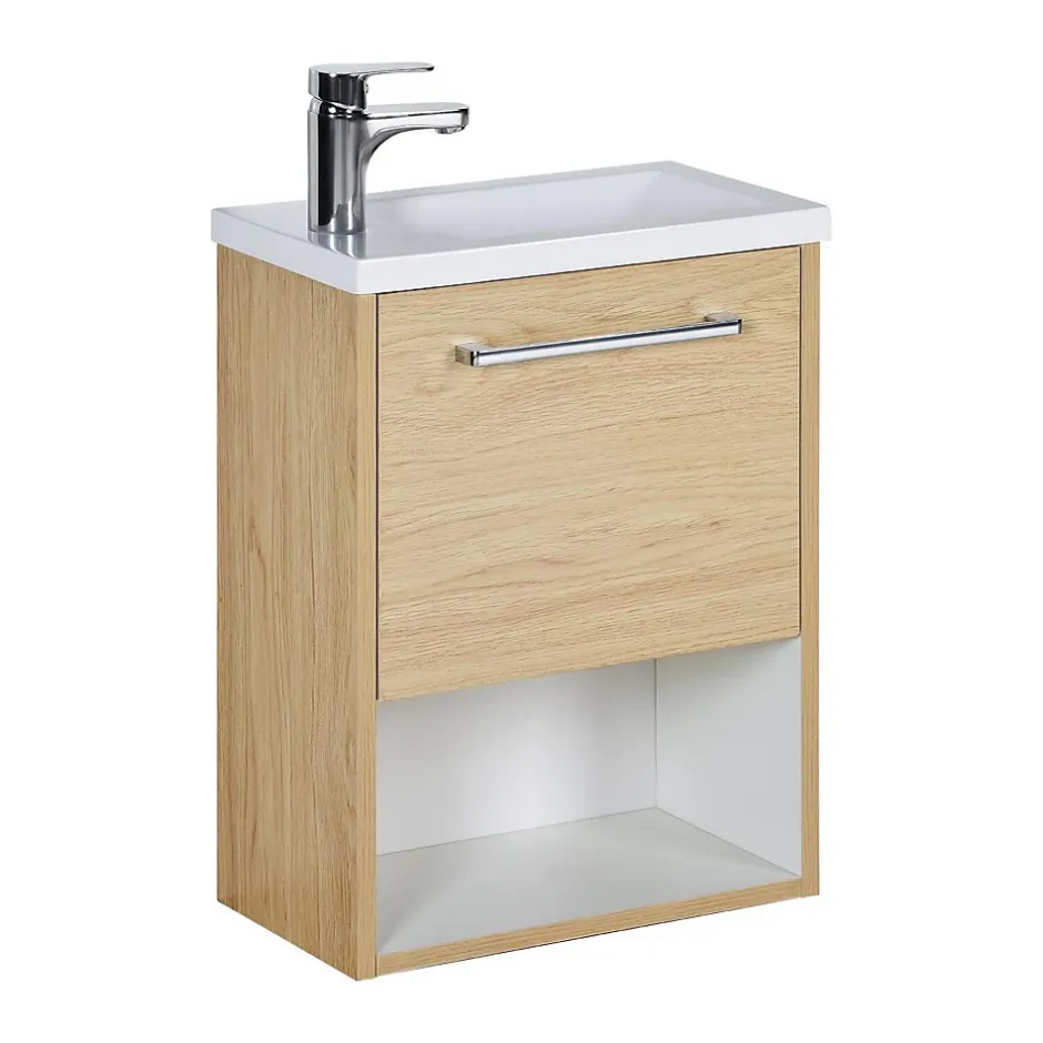 Mob-In Meuble lave-mains suspendu avec niche et vasque résine 53x40cm