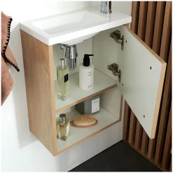 Mob-In Meuble lave-mains suspendu avec niche et vasque résine 53x40cm
