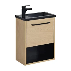 Mob-In Meuble lave-mains suspendu avec niche et vasque résine 53x40cm