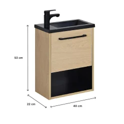 Mob-In Meuble lave-mains suspendu avec niche et vasque résine 53x40cm