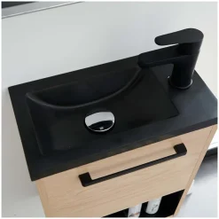 Mob-In Meuble lave-mains suspendu avec niche et vasque résine 53x40cm