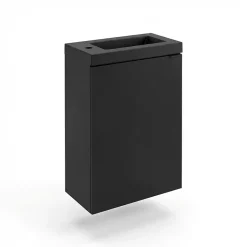 GoodHome Meuble lave-mains suspendu noir mat l.44 cm Imandra + plan vasque noir résine Beni,* Lave-Mains