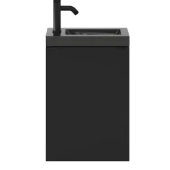 GoodHome Meuble lave-mains suspendu noir mat l.44 cm Imandra + plan vasque noir céramique Nira,* Lave-Mains