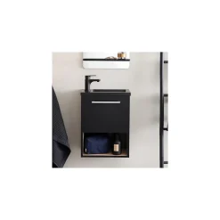Mob-In Meuble lave-mains suspendu avec niche et vasque résine 53x40cm* Lave-Mains