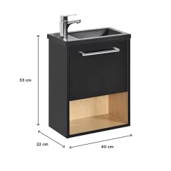 Mob-In Meuble lave-mains suspendu avec niche et vasque résine 53x40cm* Lave-Mains