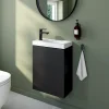 Homesight Meuble lave-mains suspendu noir mat l.44 cm Imandra + plan vasque effet marbre blanc, GoodHome* Lave-Mains