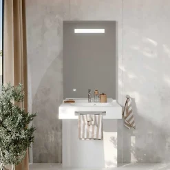 Cuisibane Meuble LEA 70 cm avec plan vasque et miroir LED ELEG Plus ht105* Ensemble Meuble De Salle De Bains