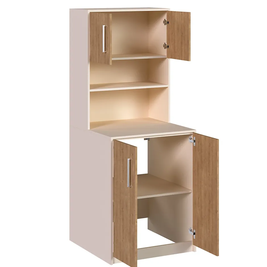 Randal Meuble machine à laver beige et effet bois l.73 x H.186 x P.75 cm, Luma