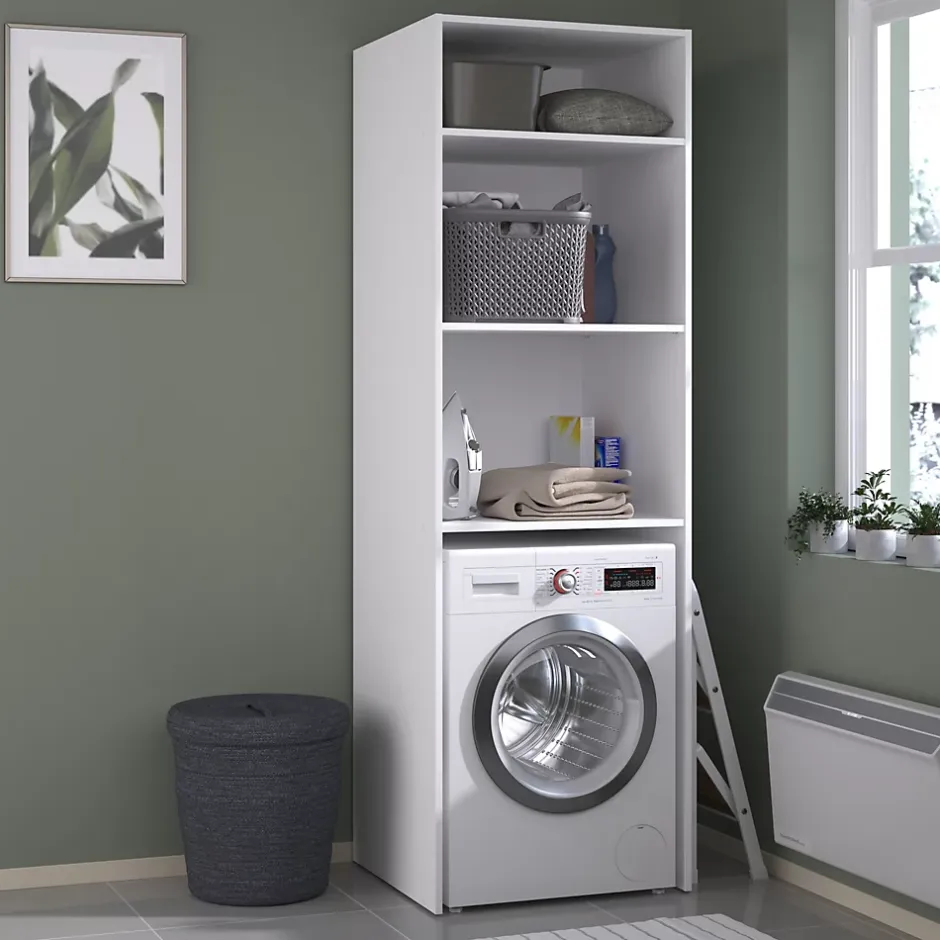 Parisot Meuble machine à laver Londy l.64,2 x H. 203,2 x P. 64,2 cm* Rangement Buanderie|Meuble Buanderie