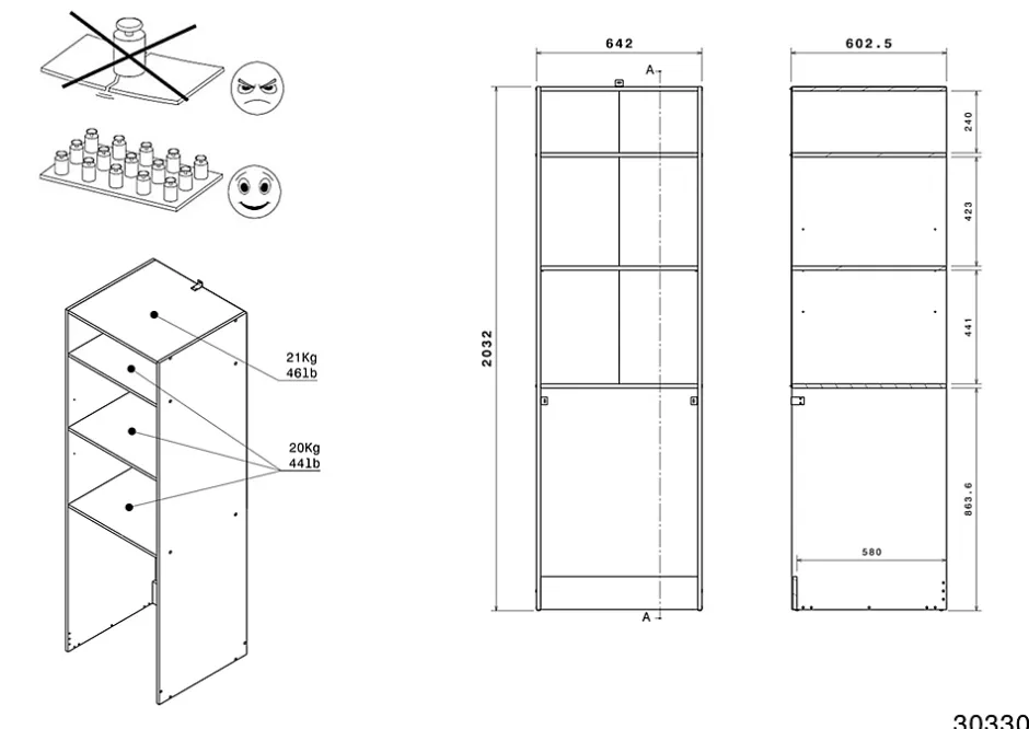 Parisot Meuble machine à laver Londy l.64,2 x H. 203,2 x P. 64,2 cm* Rangement Buanderie|Meuble Buanderie
