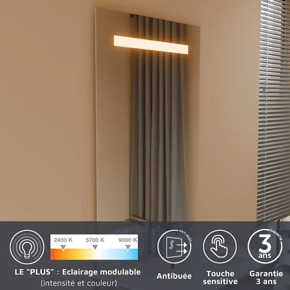 Cuisibane Meuble PMR ALTEA 70 cm avec plan vasque et miroir led ELEG Plus ht105