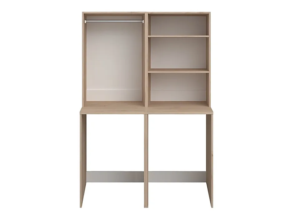 Vente-unique Meuble pour 2 machines à laver avec penderie et étagères - Naturel clair - H184 x L128 cm - ERKANO