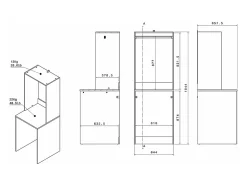 Vente-unique Meuble pour 2 machines à laver avec étagères, penderie et placards - Naturel clair et blanc - L176 x H184 x P66 cm - ERKANO* Meuble Buanderie