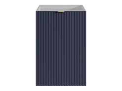 Vente-unique Meuble pour lave main strié caisson blanc et porte réversible bleue - H60 x L40 x P22 - VAHIRA