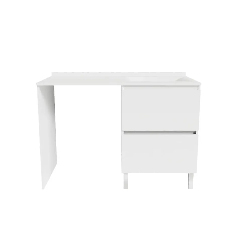 Cuisibane Meuble pour lave-linge IDEA, plan vasque déportée 124 cm x 65 cm- Blanc- Vasque à droite* Meuble Vasque