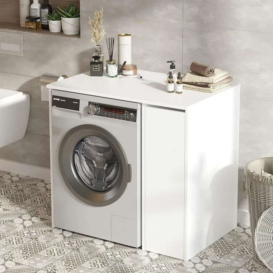 Pier Import Meuble pour machine à laver blanc avec rangement MARFA* Armoire De Salle De Bains