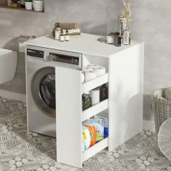 Pier Import Meuble pour machine à laver blanc avec rangement MARFA* Armoire De Salle De Bains